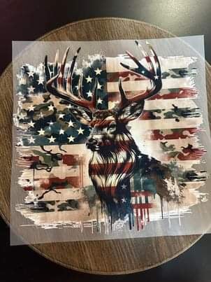 American flag deer DTF transfer